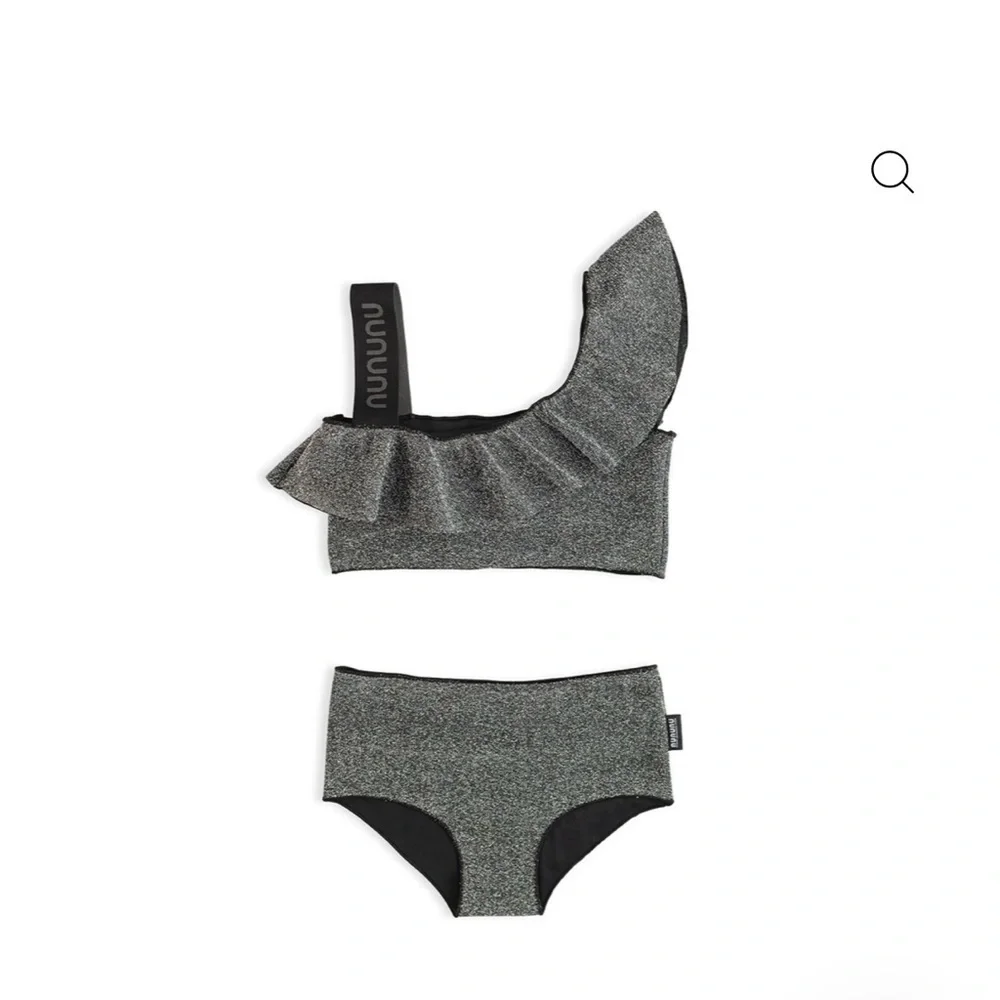 nununu Kids Black and Gray Ruffle Bikini